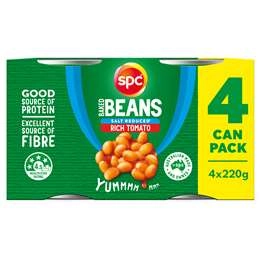 Spc Baked Beans Rich Tomato Salt Reduced 220g X 4 Pack