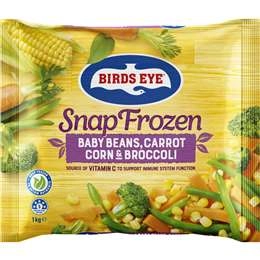 Birds Eye Snap Frozen Baby Beans Carrot Corn & Broccoli Veg Mix 1kg