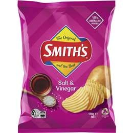 Smith's Crinkle Cut Potato Chips Salt & Vinegar 170g