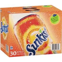 Sunkist Orange Soft Drink Cans Multipack 375ml X 30 Pack