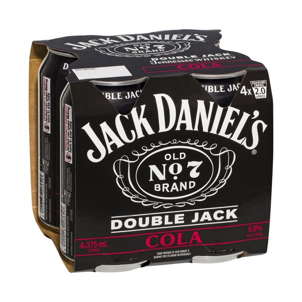 Jack Daniels Double Jack and Cola Can 375mL 4 Pack