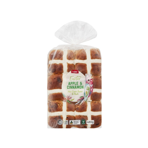 Coles Hot Cross Buns Apple And Cinnamon 6 pack