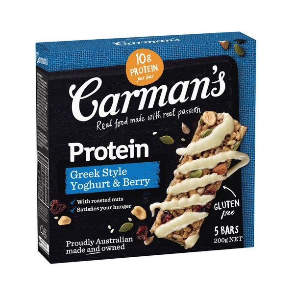 Carman's Greek Style Yoghurt & Berry Gourmet Protein Bars 5 pack 200g