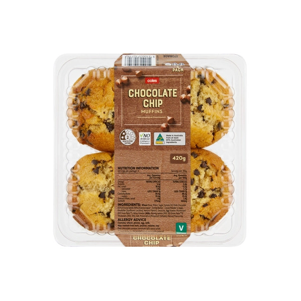 Coles Chocolate Chip Muffins 4 pack