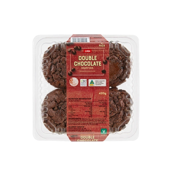 Coles Double Chocolate Muffins 4 Pack