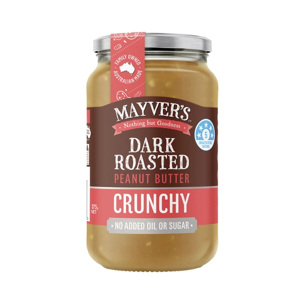 Mayver's Crunchy Dark Roast Natural Peanut Butter 375g