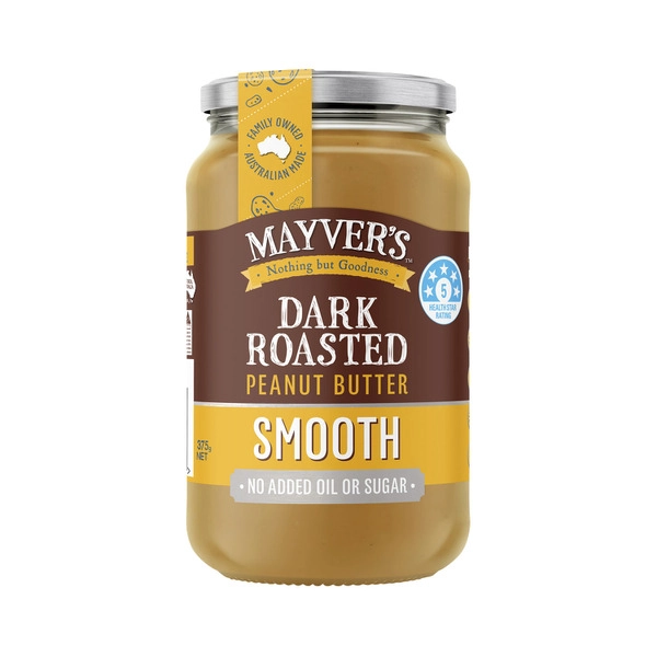 Mayver's Smooth Dark Roast Natural Peanut Butter 375g