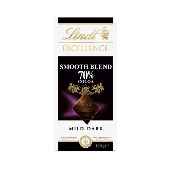 Lindt Excellence 70% Smooth Dark Chocolate Block 100g