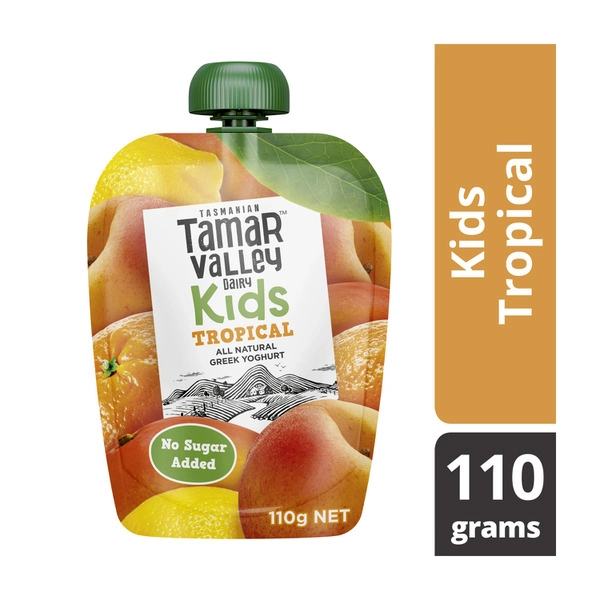 Tamar Valley Kids Natural Greek Tropical Yoghurt Pouch 110g