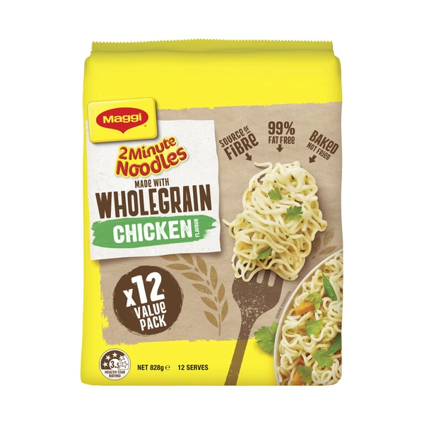 Maggi 2 Minute Instant Noodle Wholegrain Chicken 12 pack 828g