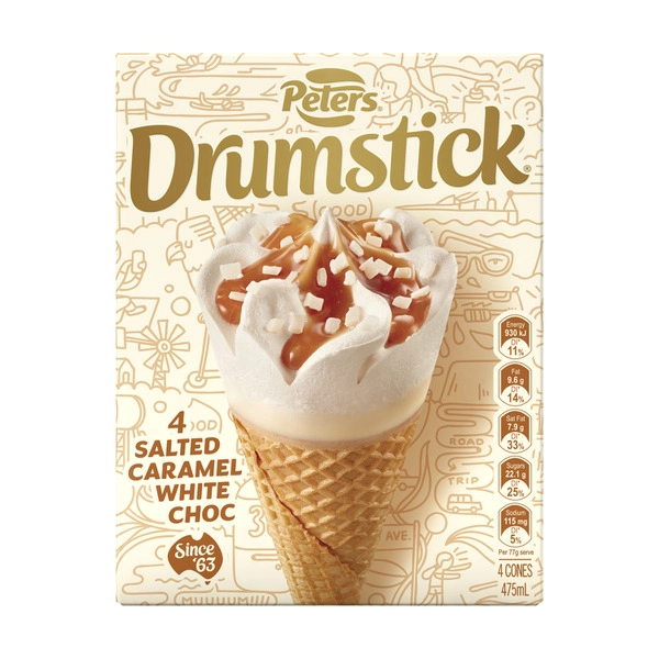 Peters Drumstick Salted Caramel & White Chocolate 4 Pack 475mL