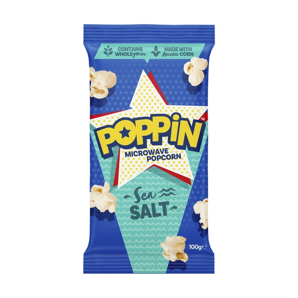 Poppin Microwave Popcorn Sea Salt 100g
