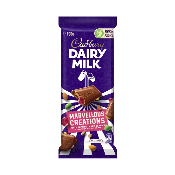 Cadbury Dairy Milk Marvellous Creations Jelly Popping Candy Chocolate Block 190g