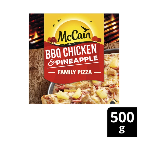 McCain Frozen BBQ Chicken & Pineapple Family Pizza 500g