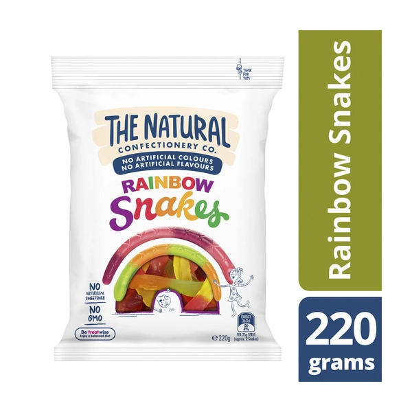 The Natural Confectionery Co. Rainbow Snakes Lollies 220g