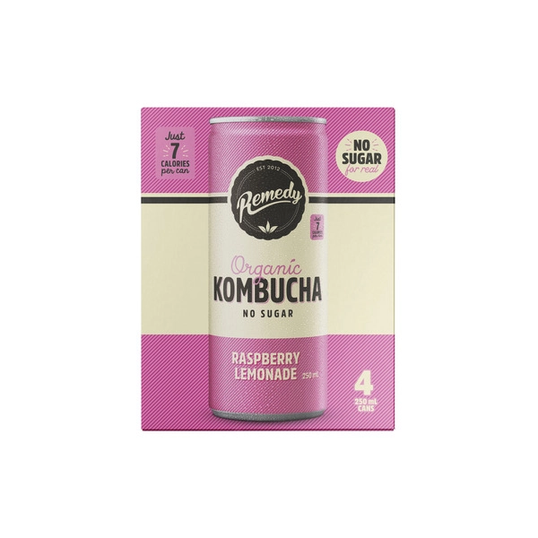 Remedy Kombucha Raspberry Lemonade 250mL 4 pack