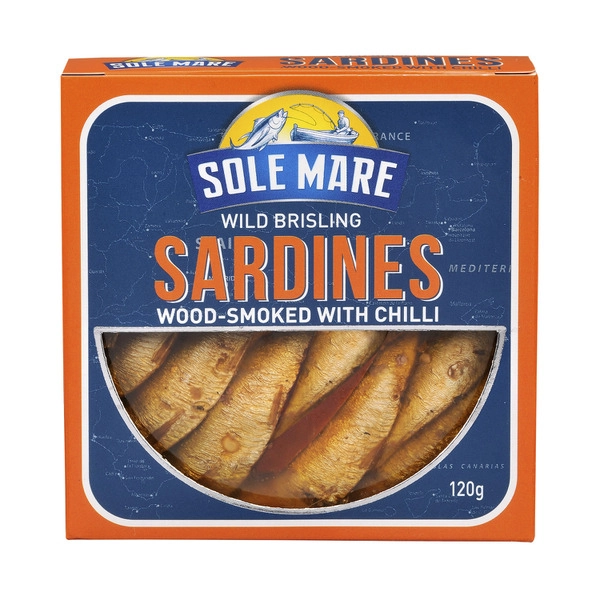 Sole Mare Wild Brisling Sardines Wood Smoked With Chilli 120g