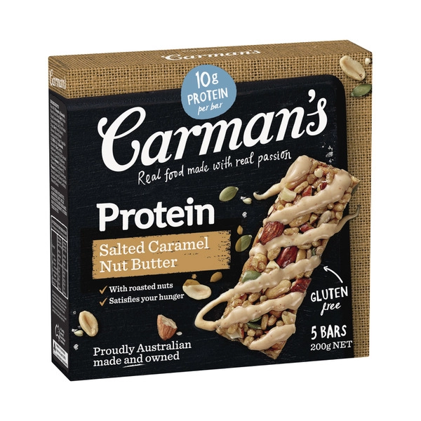 Carman's Salted Caramel Nut Butter Gourmet Protein Bars 5 pack 200g