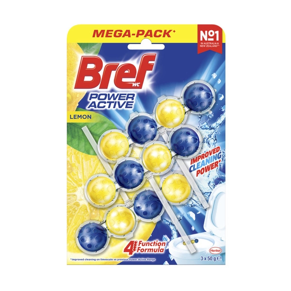 Bref Power Active Rim block Toilet Cleaner Juicy Lemon Triple Pack 3x50g 3 pack