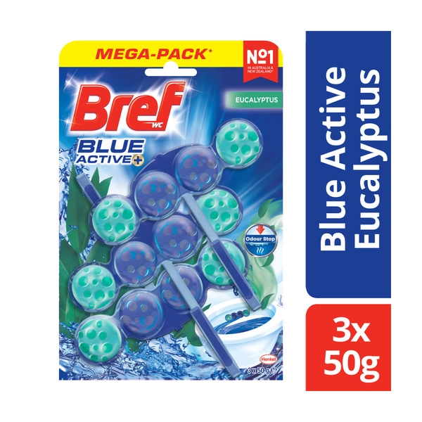 Bref Blue Active Rim block Toilet Cleaner Eucalyptus Triple Pack 3x50g 3 pack