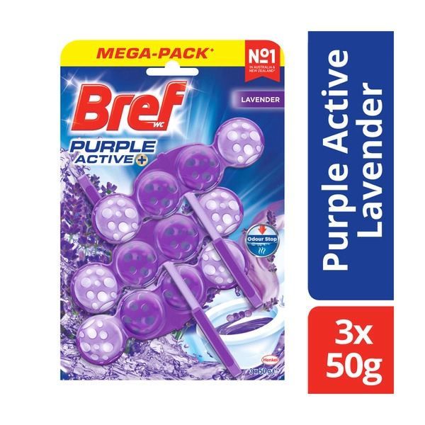Bref Purple Active Rim block Toilet Cleaner Lavender Triple Pack 3x50g 3 pack