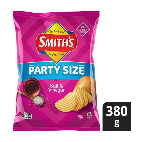 Smith's Crinkle Cut Salt And Vinegar Potato Chips 380g