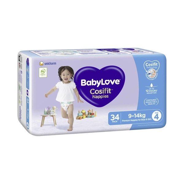 Babylove Cosifit Nappies Size 4 (9-14Kg) 34 pack