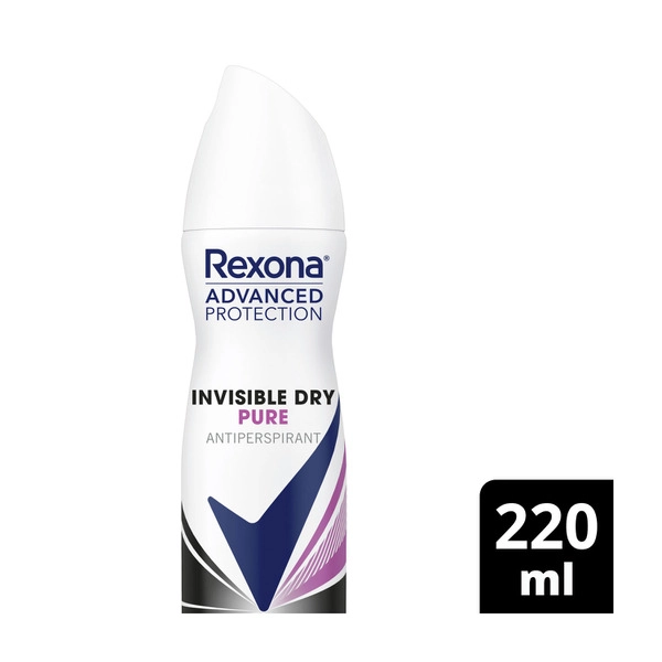 Rexona Women Antiperspirant Aerosol Advanced Invisible Dry Pure Deodorant 220mL