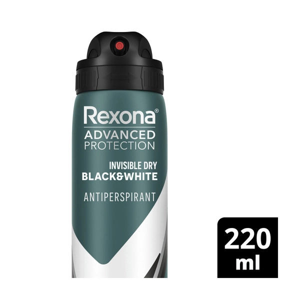 Rexona Men Antiperspirant Aerosol Advanced Invisible Dry Black & White Deodorant 220mL