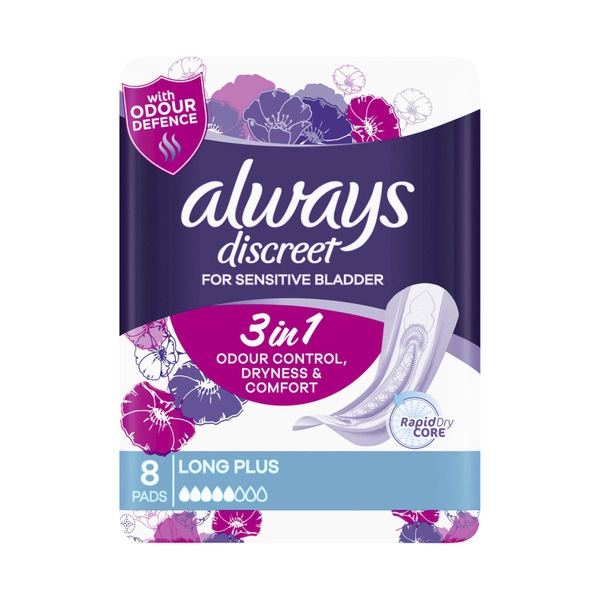 Always Discreet Long Plus Incontinence Pads 8 pack