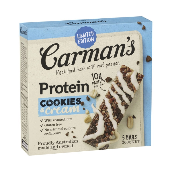 Carman's Cookies & Cream Protein Bars 5 Pack 200g