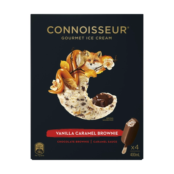 Connoisseur Ice Cream Vanilla Caramel Brownie 4 Pack 400mL