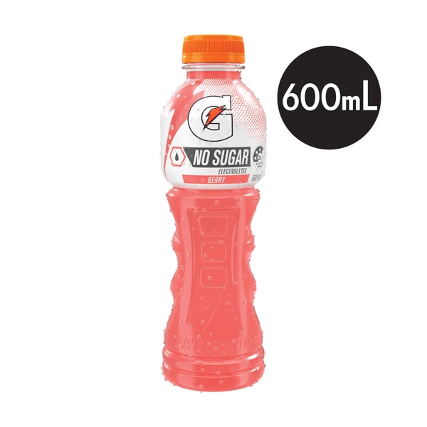 Gatorade Sports Drinks Sugar Free Berry Electrolyte Hydration Bottle 600mL