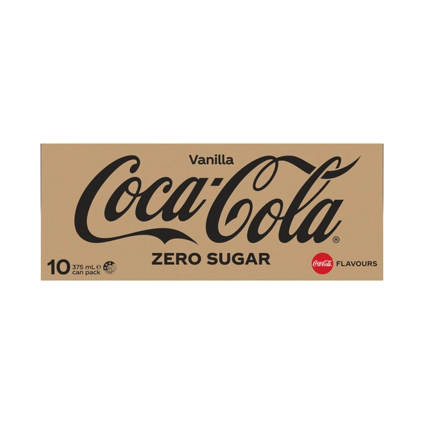 Coca-Cola Zero Sugar Vanilla Soft Drink Multipack Cans 10x375mL 10 pack
