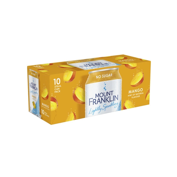 Mount Franklin Lightly Sparkling Water Mango Multipack Cans 10 x 375mL 10 pack