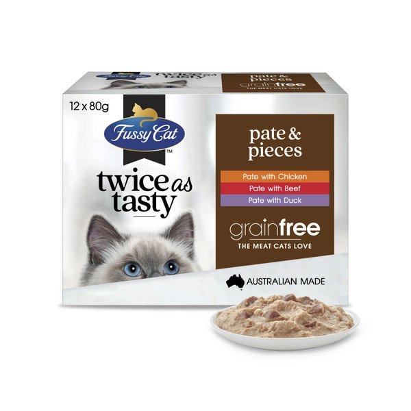 Fussy Cat Grain Free Twice as Tasty Adult Wet Cat Food Pate & Pieces 12x80gm 12 pack
