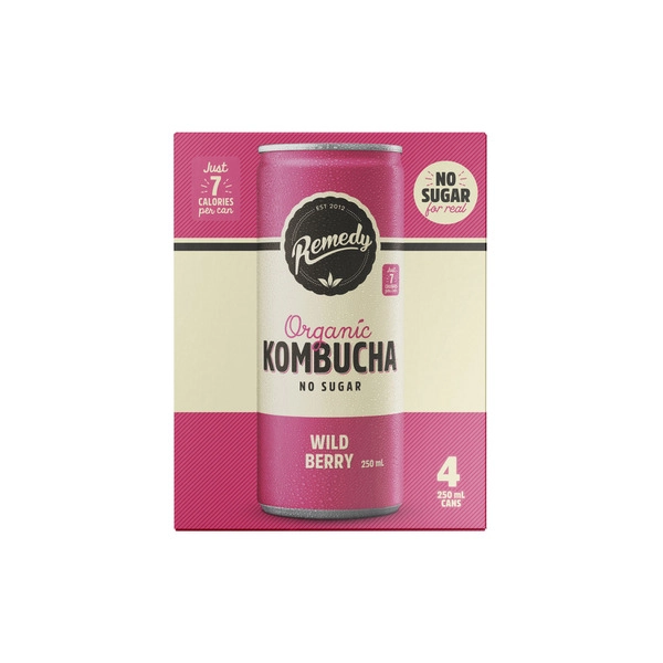 Remedy Kombucha Wild Berry 250mL 4 pack