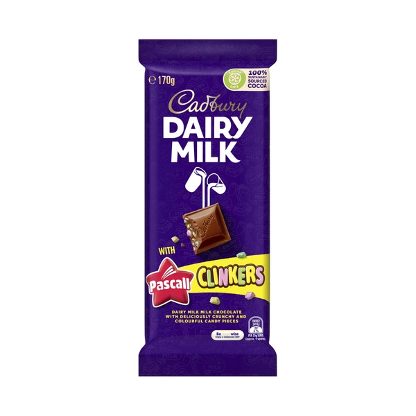 Cadbury Dairy Milk Pascall Clinkers Chocolate Block 180g