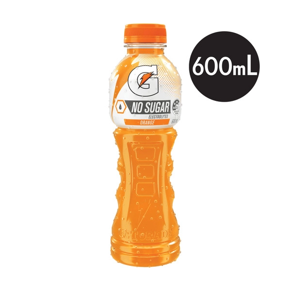 Gatorade Sports Drinks Sugar Free Orange Electrolyte Bottle 600mL