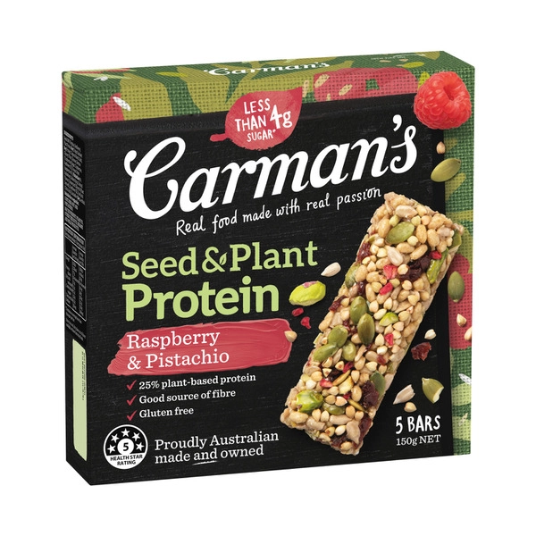 Carmans Plant Protein Bar Raspberry Pistachio 5 Pack 150g