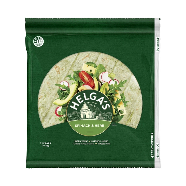 Helga's Spinach & Garden Herb Wraps 7 pack 445g
