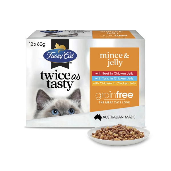 Fussy Cat Cat Food Pouch Mince & Jelly 12x80g 12 pack