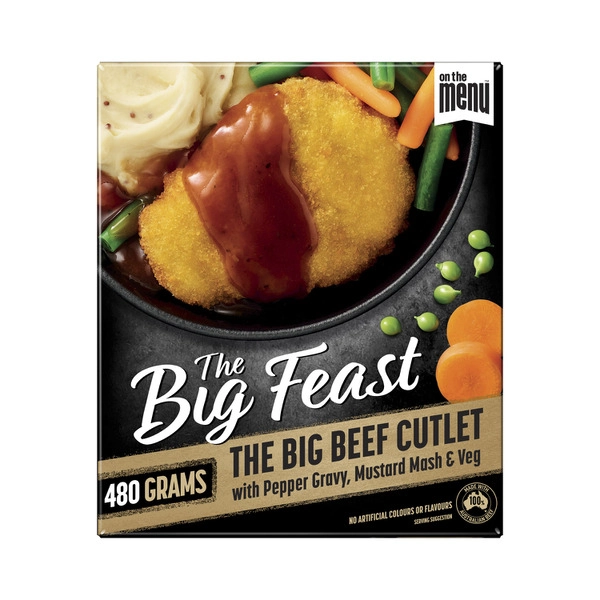 On The Menu Beef Cutlet With Pepper Gravy Mash & Veg 480g