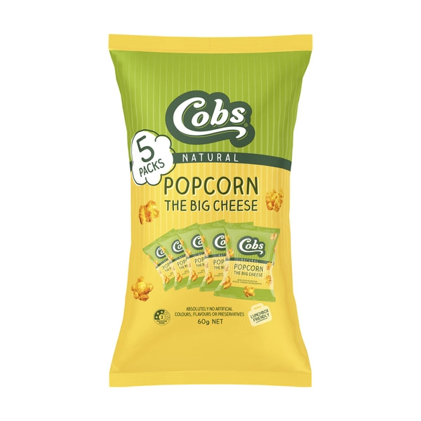 Cobs Natural Popcorn Multipack Cheese 5 Pack 60g