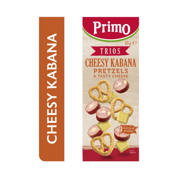 Primo Trios Cheesy Kabana Pretzels & Tasty Cheese Cubes 53g
