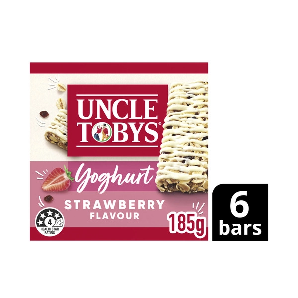 Uncle Tobys Yoghurt Muesli Bars Strawberry 6 Pack 185g