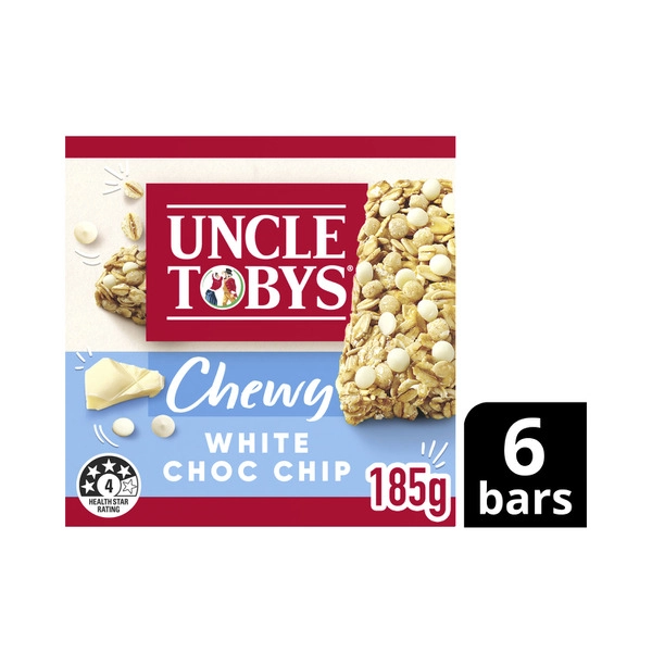 Uncle Tobys Chewy Muesli Bars White Choc Chip 6 Pack 185g