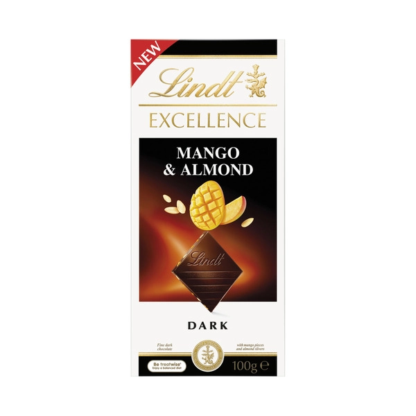 Lindt Excellence Mango & Almond Chocolate Block 100g