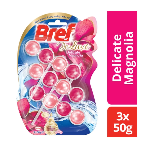 Bref Deluxe Rim block Toilet Cleaner Delicate Magnolia Triple Pack 3x50g 3 Pack