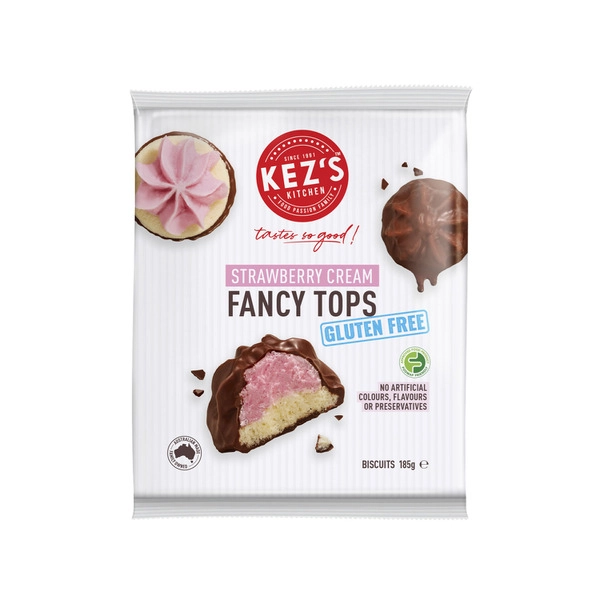 Kez's Kitchen Gluten Free Biscuits Strawberry Cream Fancy Tops 185g
